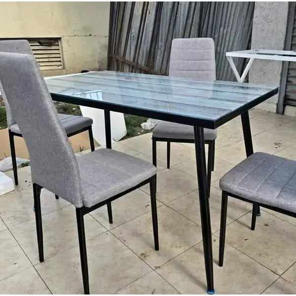 4 Seater Glass Top Dining Table