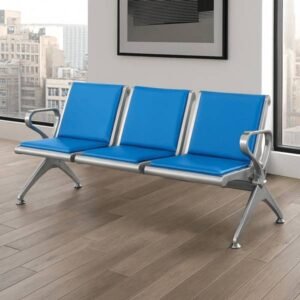 Blue Heavy Duty 3-Link Padded Office Bench