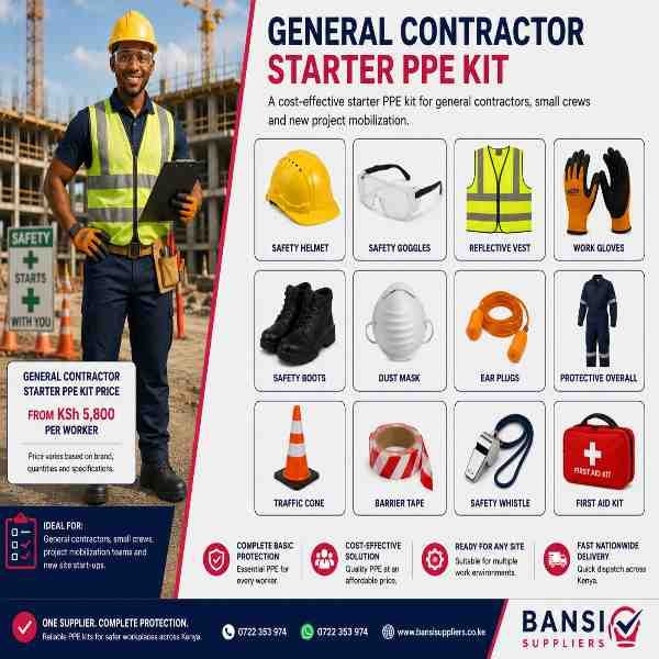 General Contractor Starter PPE Kit supplied by Bansi Suppliers Kenya