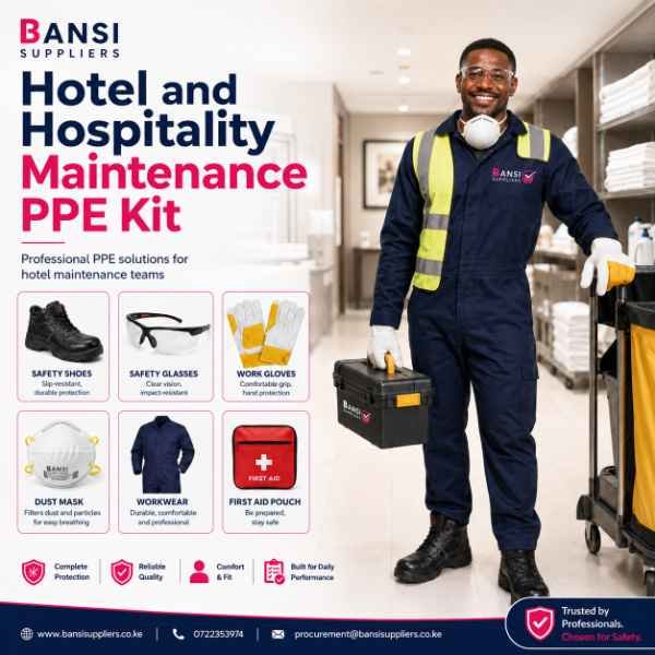 Hotel and Hospitality Maintenance PPE Kit supplied by Bansi Suppliers Kenya