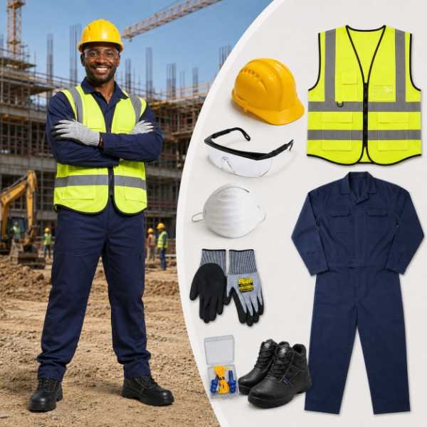 Complete construction PPE kit supplied by Bansi Suppliers Kenya